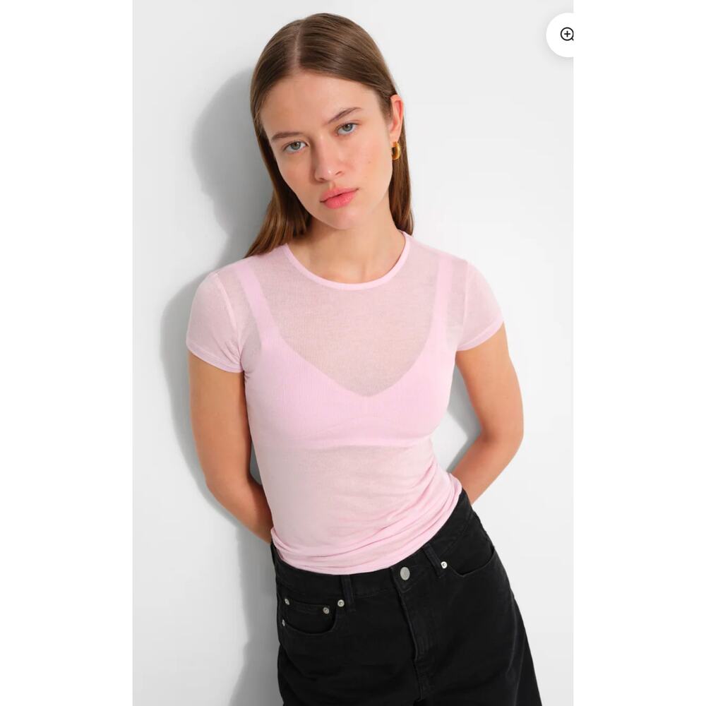 Marcella NYC Sara T-Shirt Pink Sheer Medium NWT